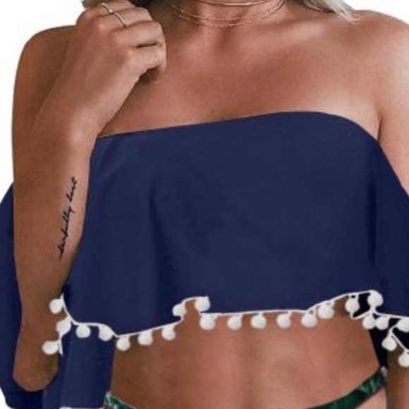 𝅺retro Flounce Tassel Off-shoulder High Waist Bikini. - Picture 5 of 6